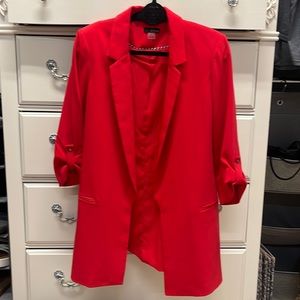 Red long blazer by Renaur, size 4